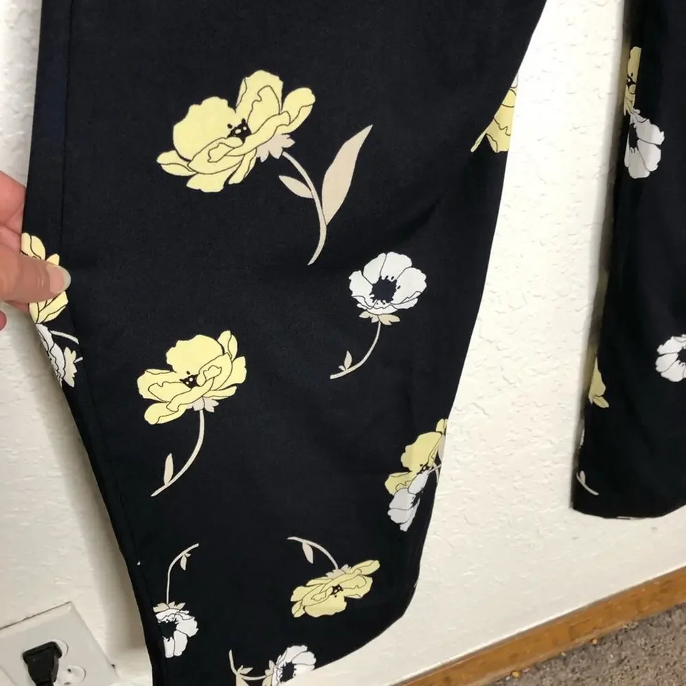 Ann Taylor navy blue yellow white floral jumpsuit size 2